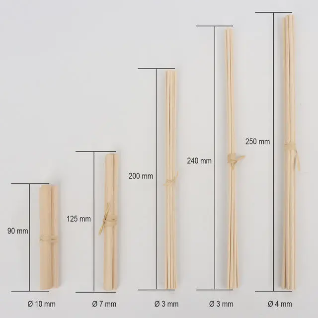 Commerce de gros 3mm 4mm 5mm Bois Naturel Rotin Reed Stick pour Reed Diffuseur